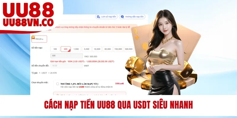 Cách nạp tiền UU88 qua USDT siêu nhanh