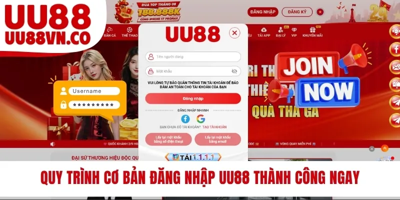 Quy trình cơ bản đăng nhập UU88 thành công ngay